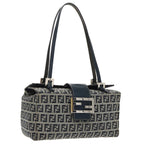 FENDI Zucchino Canvas Hand Bag Navy Silver99690