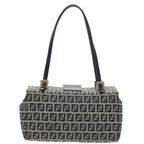 FENDI Zucchino Canvas Hand Bag Navy Silver99690