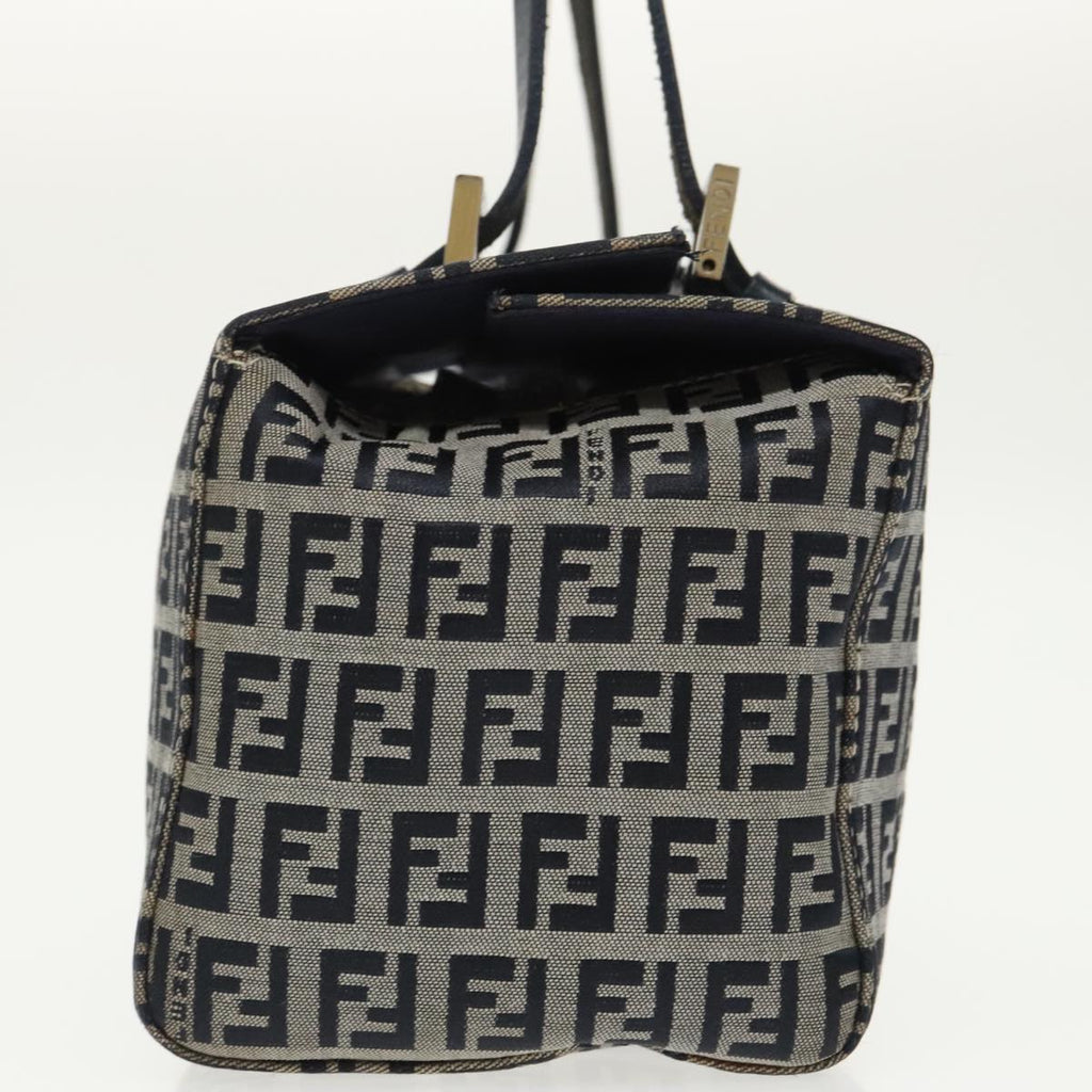FENDI Zucchino Canvas Hand Bag Navy Silver99690