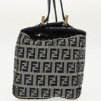 FENDI Zucchino Canvas Hand Bag Navy Silver99690