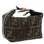 FENDI Zucca Canvas Vanity Pouch Brown Black gold99693