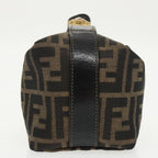 FENDI Zucca Canvas Vanity Pouch Brown Black gold99693