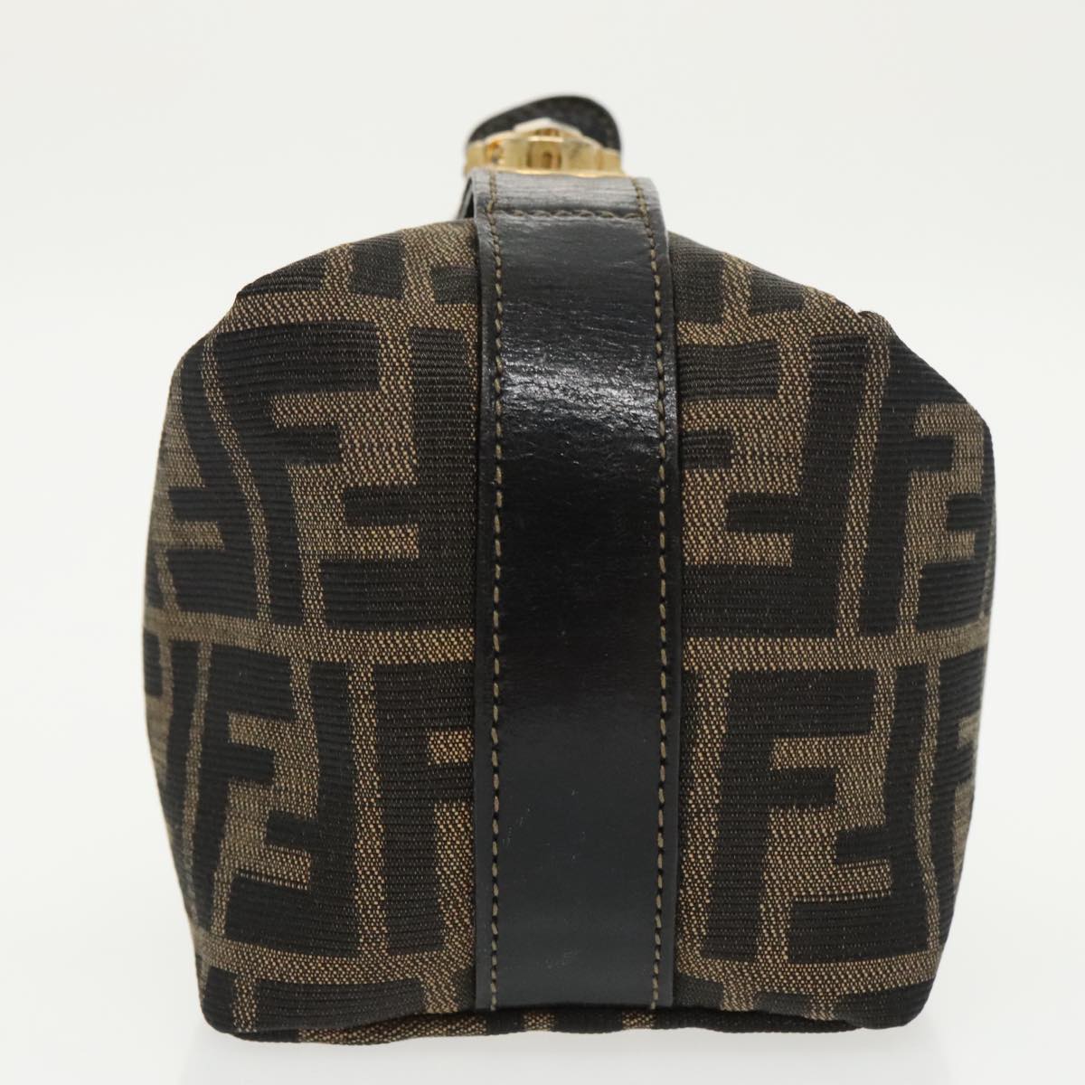 FENDI Zucca Canvas Vanity Pouch Brown Black gold99693