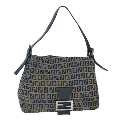 FENDI Zucchino Canvas Shoulder Bag Navy99738
