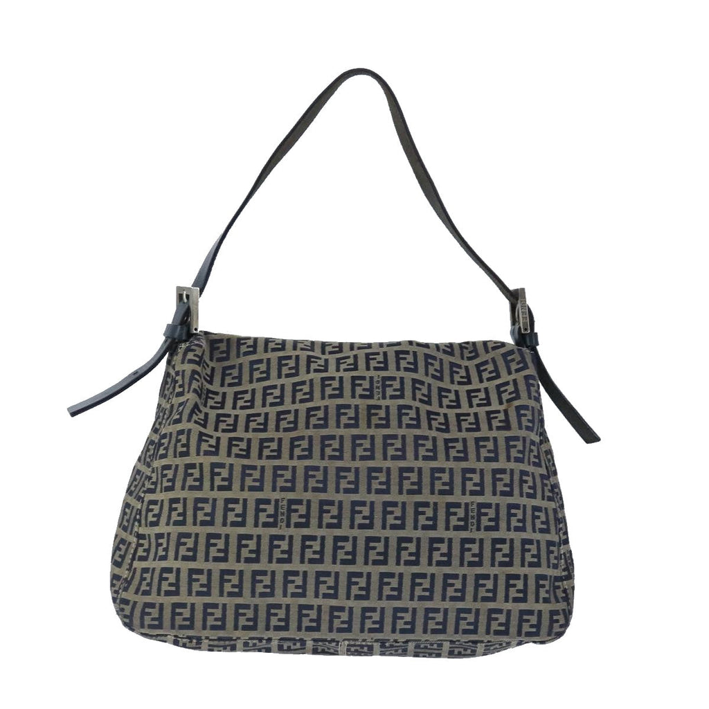 FENDI Zucchino Canvas Shoulder Bag Navy99738