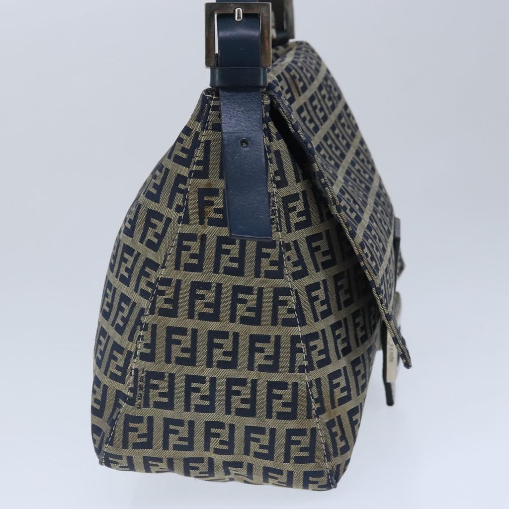 FENDI Zucchino Canvas Shoulder Bag Navy99738