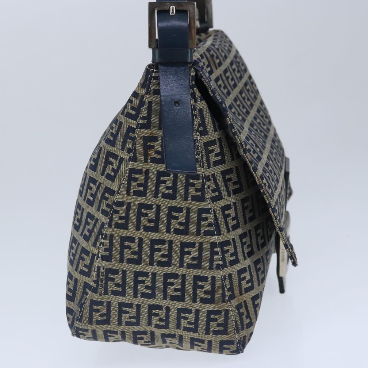 FENDI Zucchino Canvas Shoulder Bag Navy99738