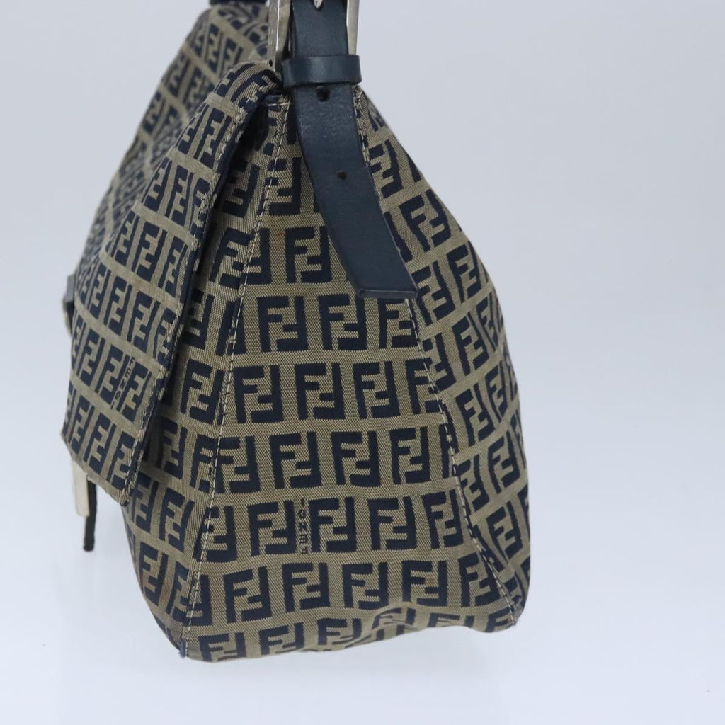 FENDI Zucchino Canvas Shoulder Bag Navy99738