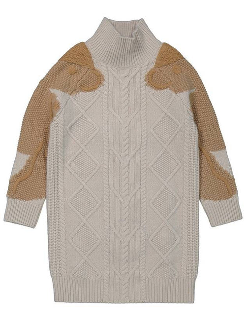 Burberry Burberry Girls Thomas Bear High-Neck Knit Dress, Size 3Y