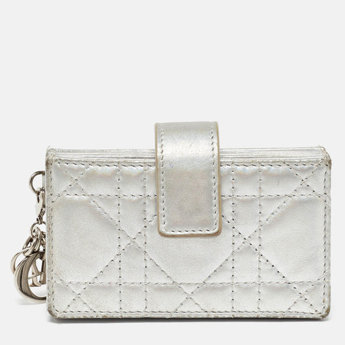 Dior Silver Cannage Leather Lady 5 Gusset Card Holder