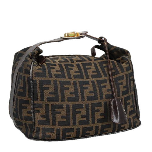 FENDI Zucca Canvas Vanity Pouch Brown Black gold99900