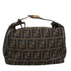 FENDI Zucca Canvas Vanity Pouch Brown Black gold99900