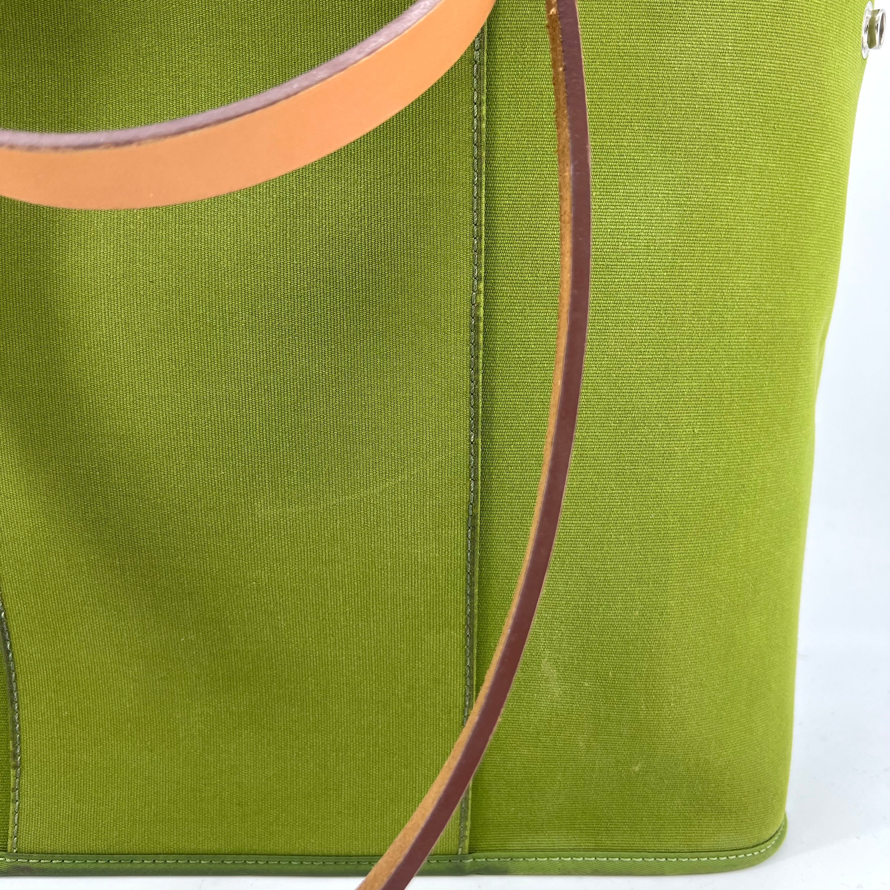 Hermes Green Canvas Cabag Elan PM Bag