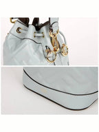 Fendi Mon Tresor FF Motif Leather Mini Bucket Bag Light Blue