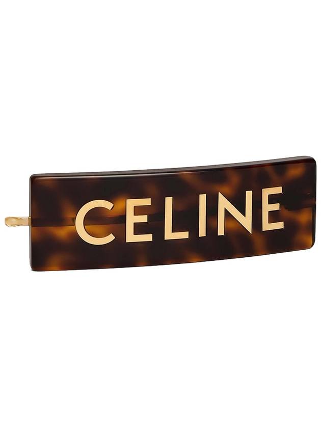 CELINE Logo Acetate Hair Slides Dark Havana