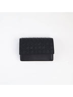 Bottega Veneta Intrecciato Flap Business Card Wallet Black