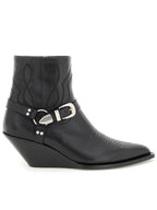 CELINE Moon Harness Calfskin Zip-Up Ankle Boots Black