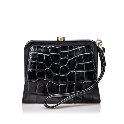 Pre-Loved Burberry Black Others Leather Embossed Clutch Bag United Kingdom