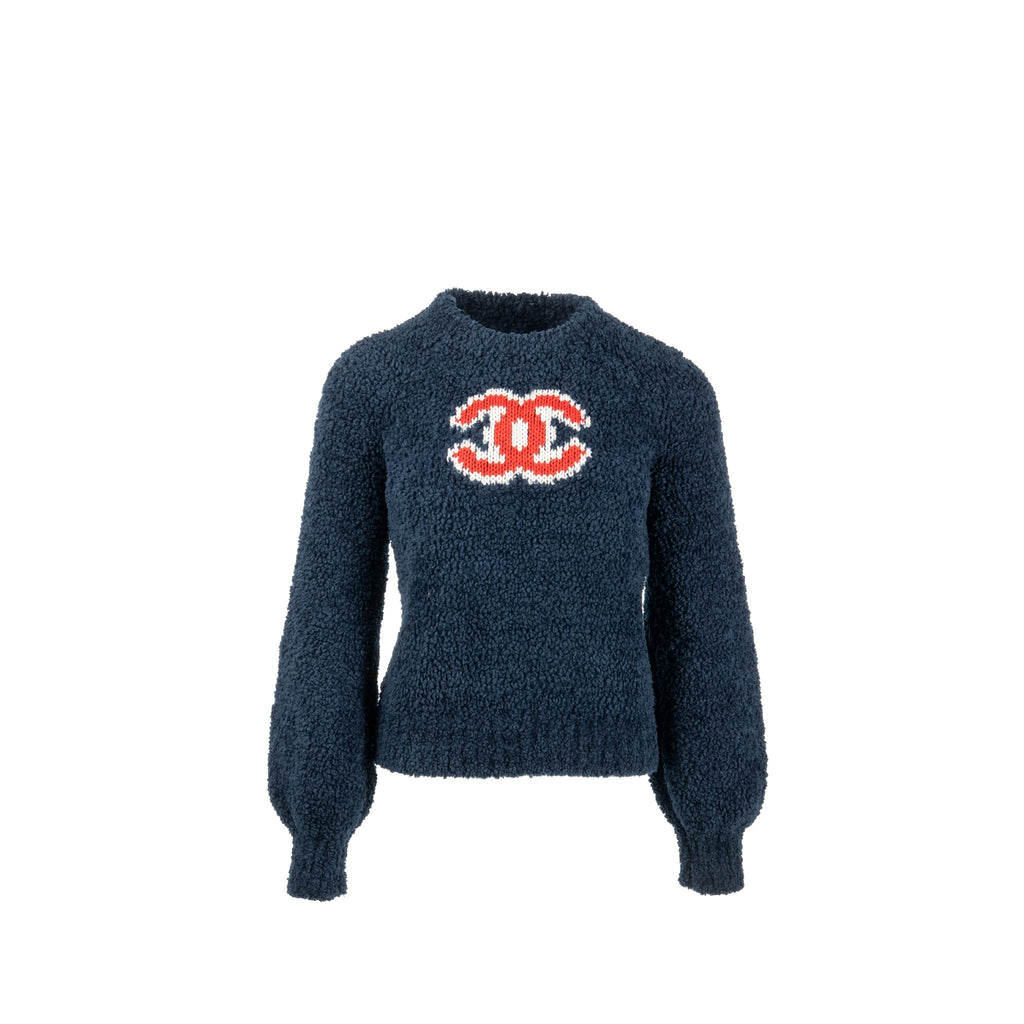 Chanel Size 34 Teddy Sweater Wool/Acrylic/Polyamide/Cashmere Navy Blue
