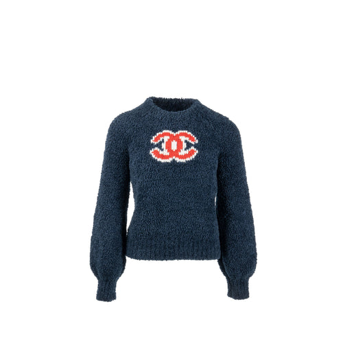 Chanel Size 34 Teddy Sweater Wool/Acrylic/Polyamide/Cashmere Navy Blue