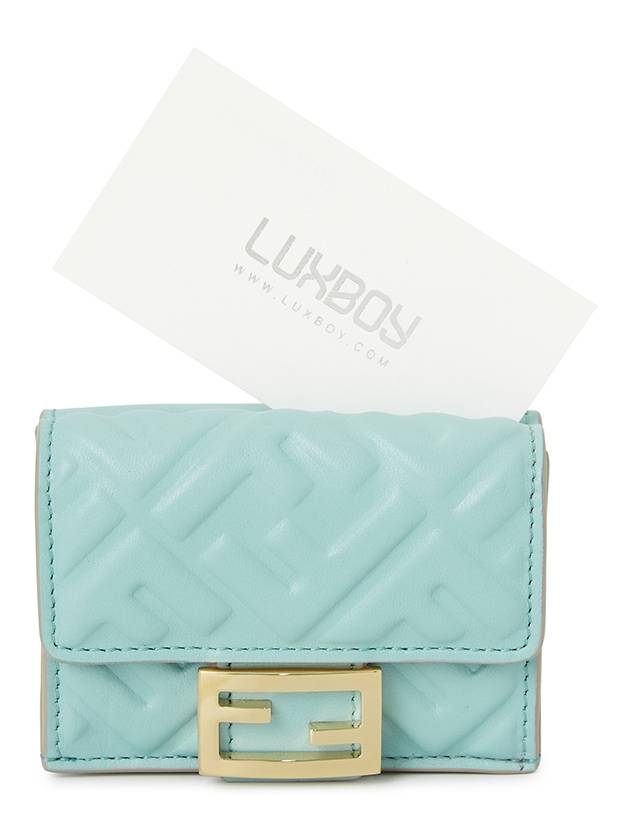 Fendi Baguette Micro Tri-fold Nappa Leather Half Wallet Light Blue