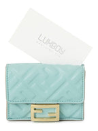Fendi Baguette Micro Tri-fold Nappa Leather Half Wallet Light Blue