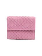 Bottega Veneta Pink Intrecciato VN 3 fold folder wallet 493284