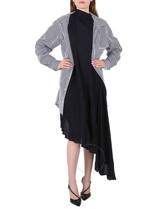 Balenciaga Balenciaga Ladies Black Twisted Layered Shirt-effect Asymmetric Dress, Brand Size 34 (US Size 0)