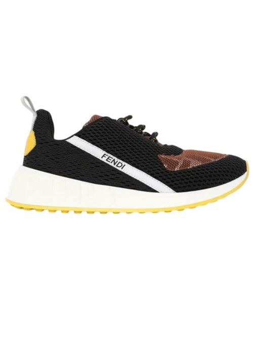 Fendi Kids Logo Mesh Low Top Sneakers Black