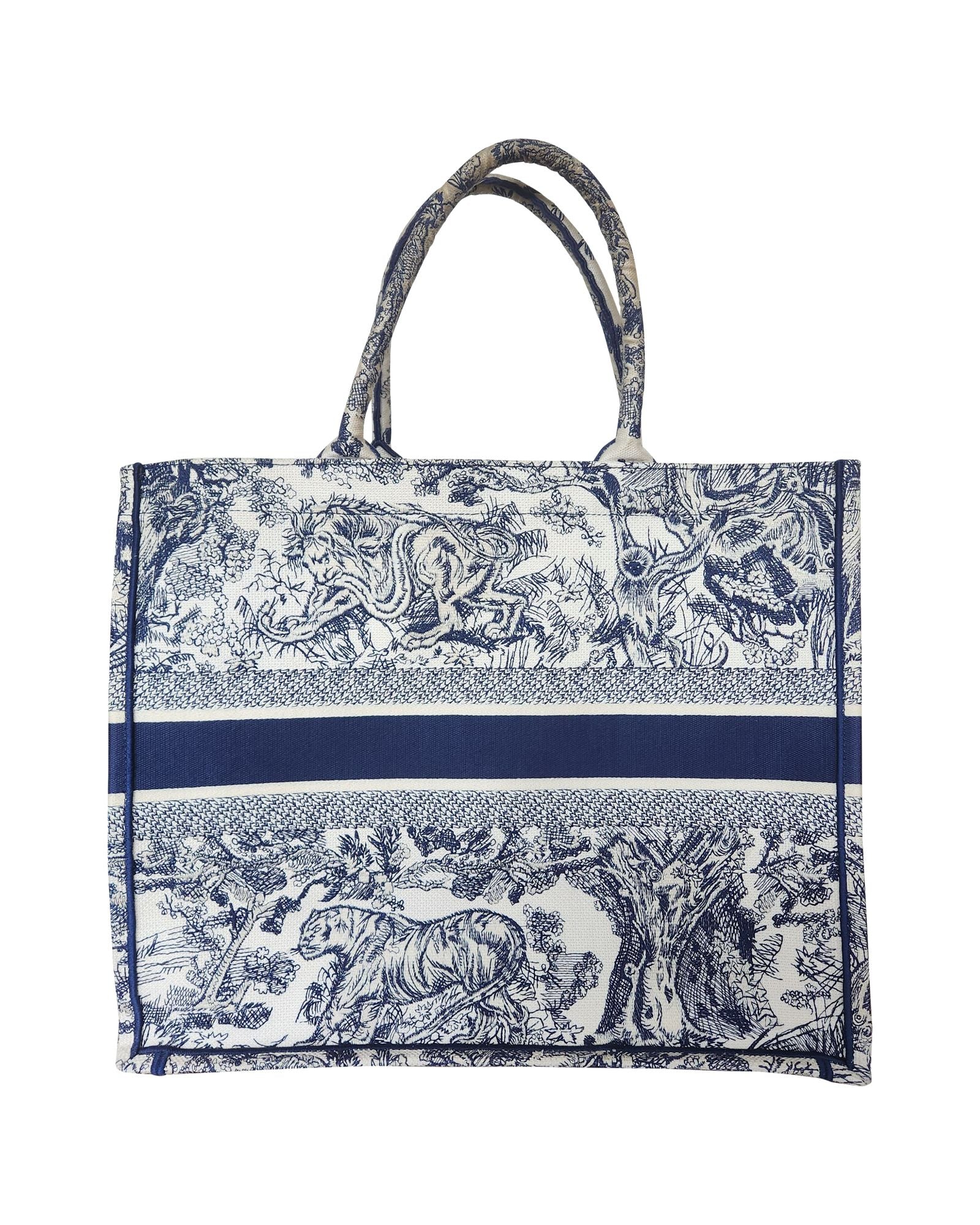 Dior Book Small Tote Bag in Navy Blue Canvas