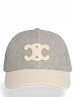 CELINE Triomphe Wool Ball Cap Vanilla Grey