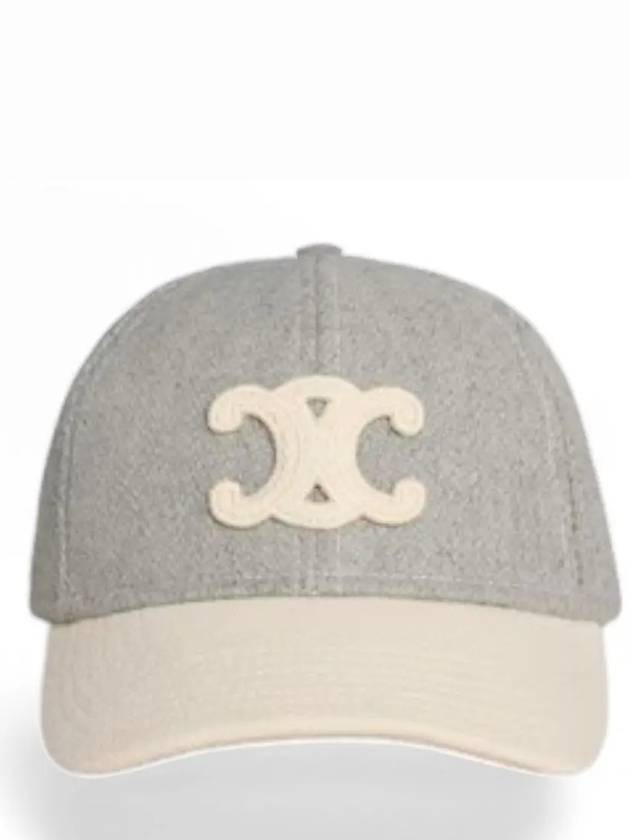 CELINE Triomphe Wool Ball Cap Vanilla Grey