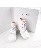 CELINE Logo Patapans Lace Up High Top Sneakers White
