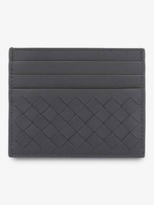 Bottega Veneta Intrecciato Leather Card Wallet Light Grey