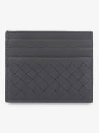 Bottega Veneta Intrecciato Leather Card Wallet Light Grey