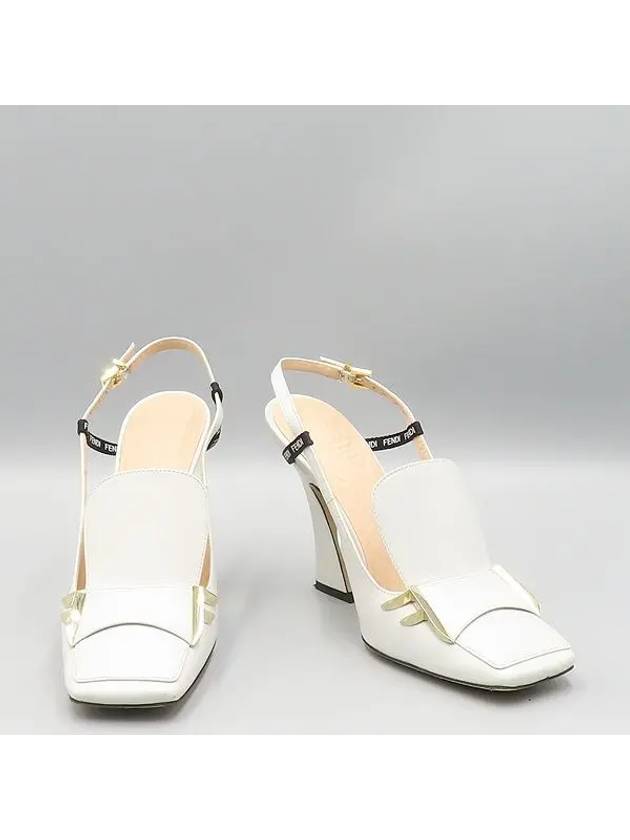 Fendi 8J6938 White Leather F Freedom Slingback Pumps Women s Shoes