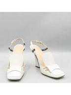 Fendi 8J6938 White Leather F Freedom Slingback Pumps Women s Shoes