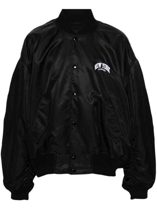 Balenciaga New York Embroidery Bomber Jacket Black