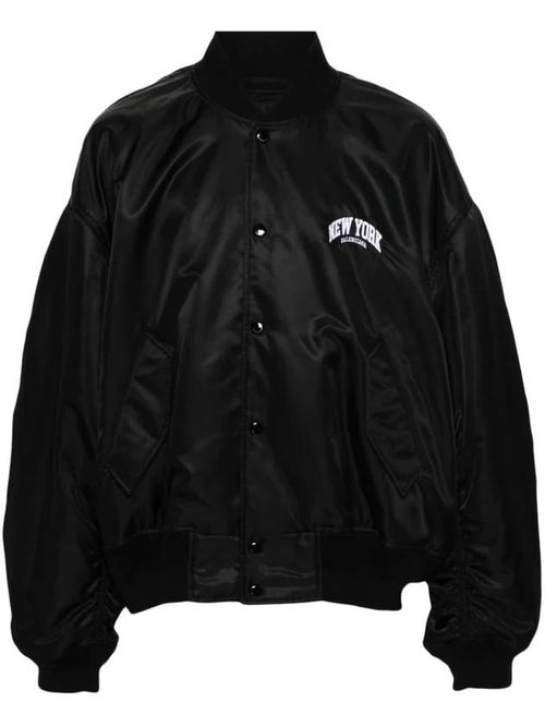 Balenciaga New York Embroidery Bomber Jacket Black