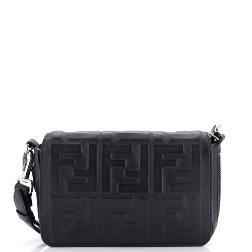 FENDI Expandable Flap Bag Zucca Embossed Leather