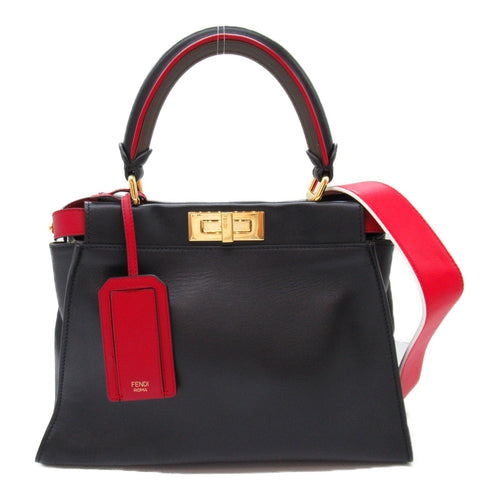 Fendi Fendi Peakbue Defender Shoulder Bag Shoulder Bag  External Bag Leather PVC Coated Canvas  Black Red/Natural 8BN307