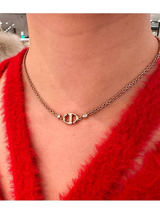 CD Navy Crystal Necklace Pink Dior