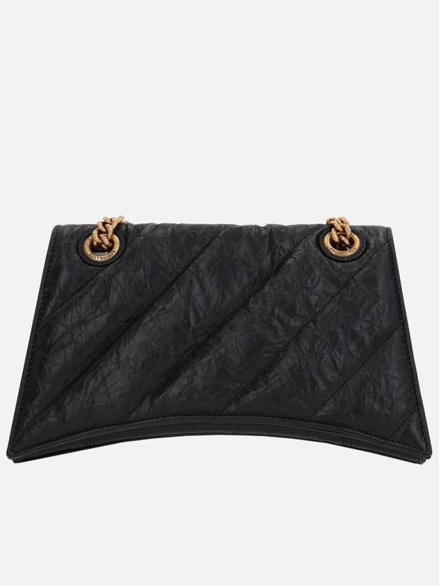 Balenciaga Women's Crush Logo Gold Chain Small Shoulder Bag Black