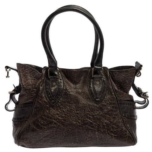 Fendi Dark Shimmer Leather Small Studded Chef De Jour Bag
