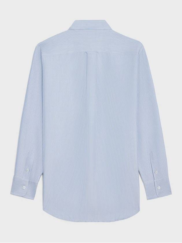 CELINE Tomboy Striped Silk Long Sleeve Shirt Light Blue