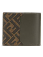 Fendi FF Square Leather Bi-Fold Half Wallet Green