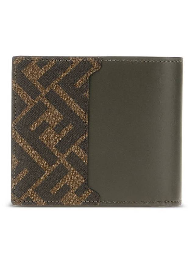 Fendi FF Square Leather Bi-Fold Half Wallet Green