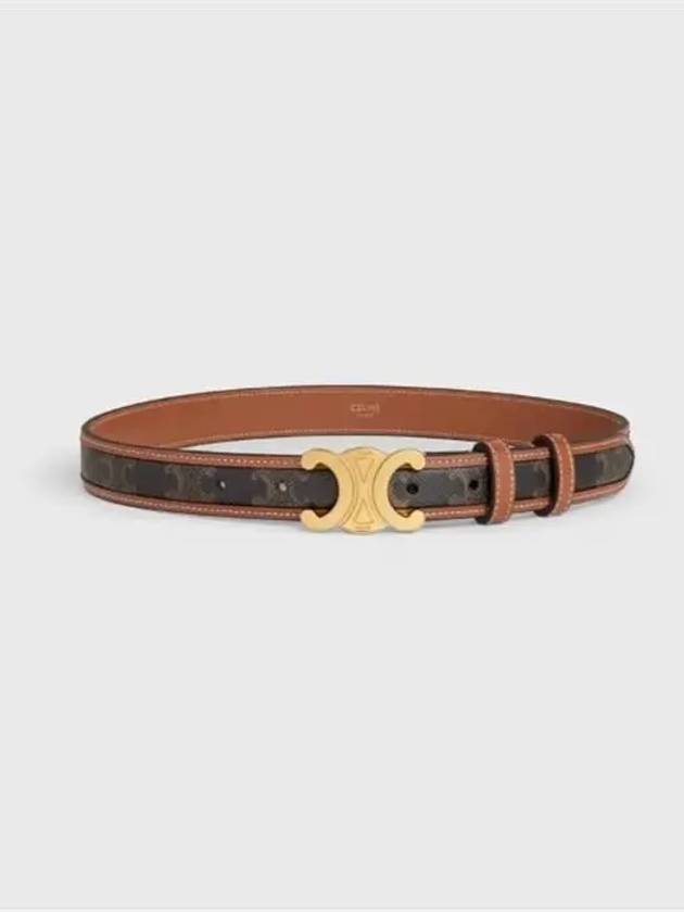 CELINE Women's Medium Triomphe Canvas Calfskin Belt Brown