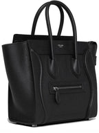 CELINE Drummed Calfskin Micro Luggage Tote Bag Black