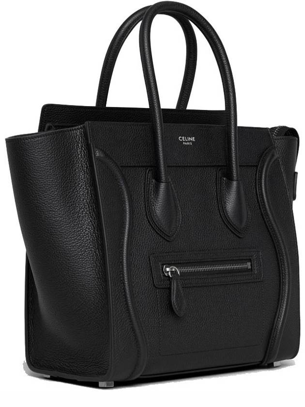 CELINE Drummed Calfskin Micro Luggage Tote Bag Black